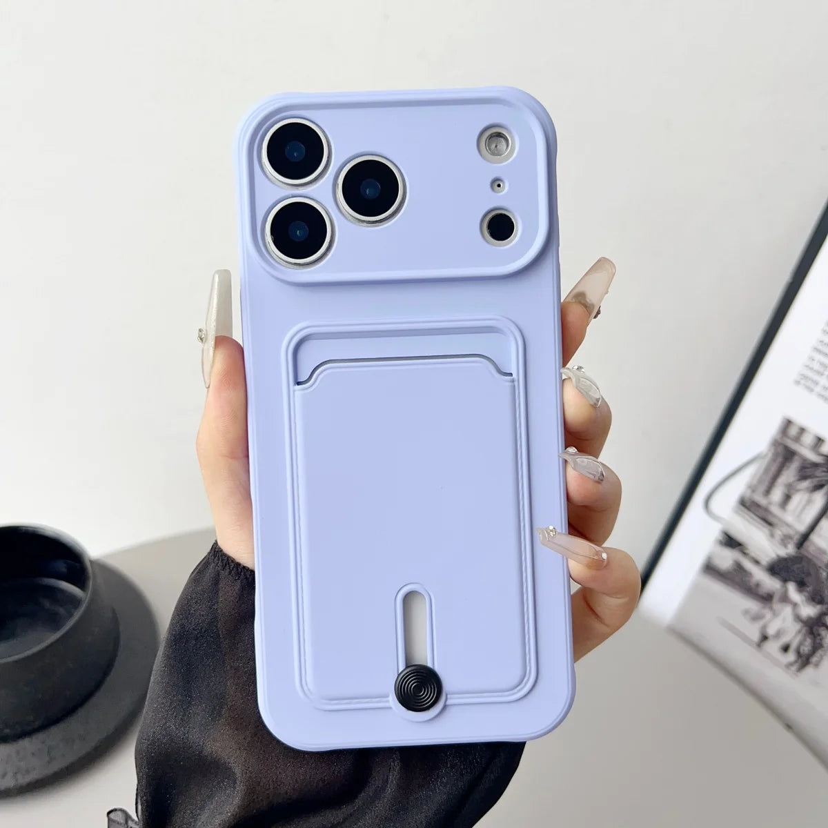 Handyhülle mit Kartenfach für iPhone 18 Pro & iPhone 18 Pro Max – Stoßfeste Weiche Silikon-Schutzhülle Kaufschwan® Lila iPhone 18 Pro