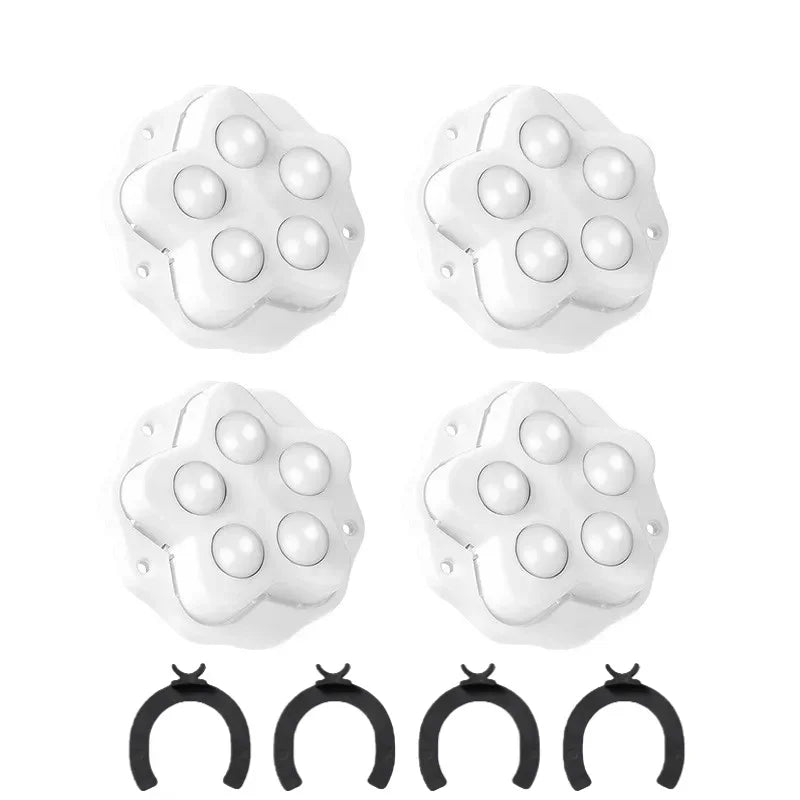 4-teiliges Selbstklebendes Möbelrollen-Set mit Bremsen – Belastbare 360° Drehbare Universalrollen mit 5-Kugel-Konstruktion Kaufschwan® Weiß - Nylonkugel 48mm X 48mm