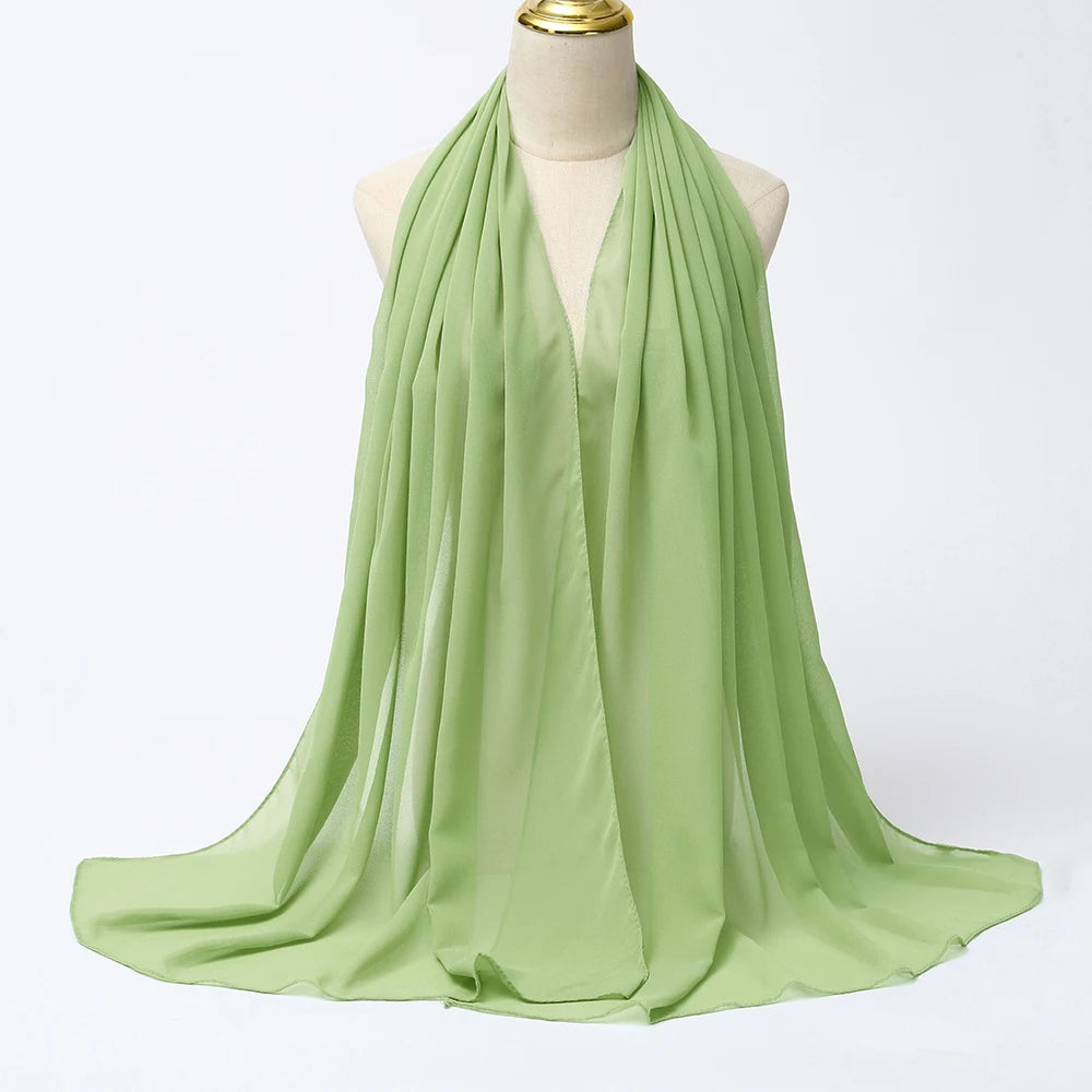 Muslimischer Chiffon Hijab Schal – Damen Langer Einfarbiger Kopf Schal | Eleganter Jersey Schleier & Modisches Umschlagtuch