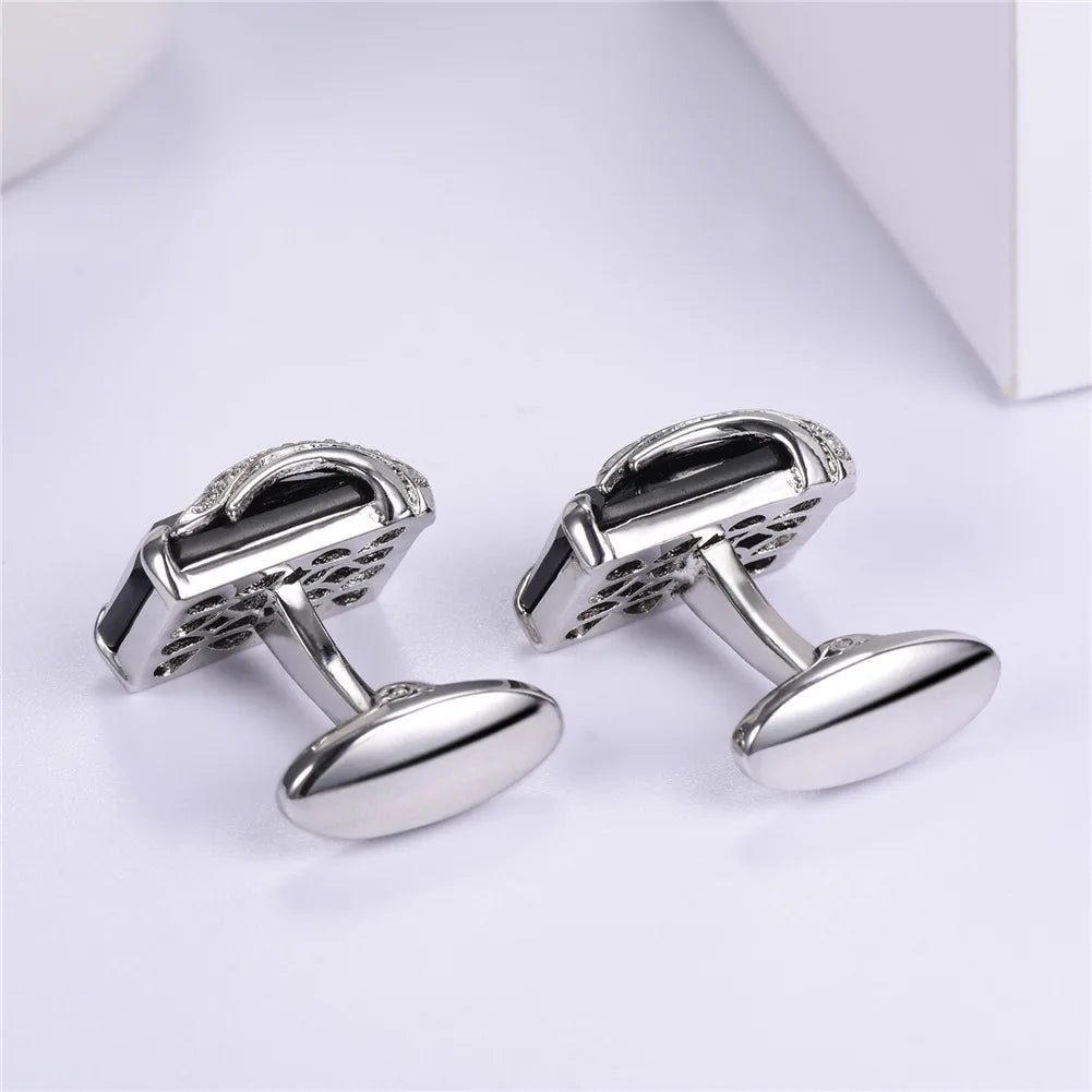 Rechteckige Herren Manschettenknöpfe mit Kristallstein – Rot, Blau & Schwarz | 14×19mm Österreichischer Kristall Luxus Schmuck Geschenk Kaufschwan®