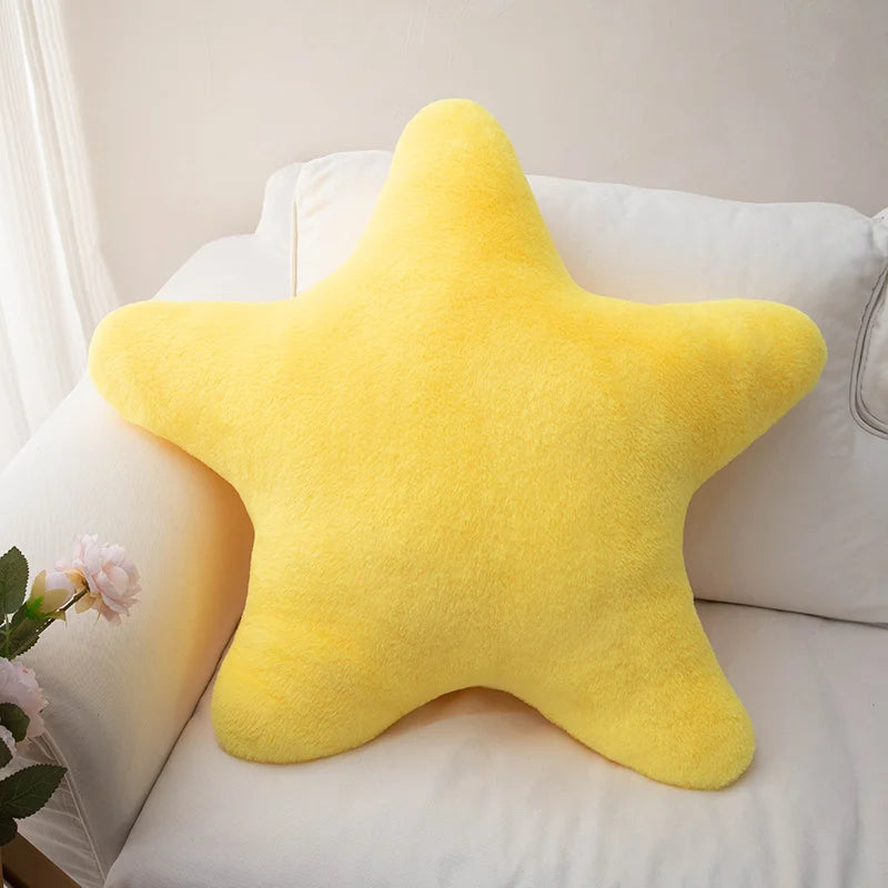 Sternförmiges Plüschkissen | Weiches Dekokissen | Niedliches Kissen für Kinderzimmer & Wohnzimmer Kaufschwan® Gelb