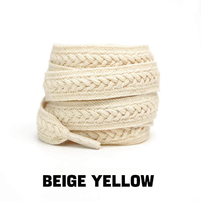 Flache Baumwoll-Schnürsenkel – 1,5cm Breite Premium Laces für Sneaker & Freizeitschuhe | 100/120/140/160cm Seil-Design, 1 Paar Kaufschwan®
