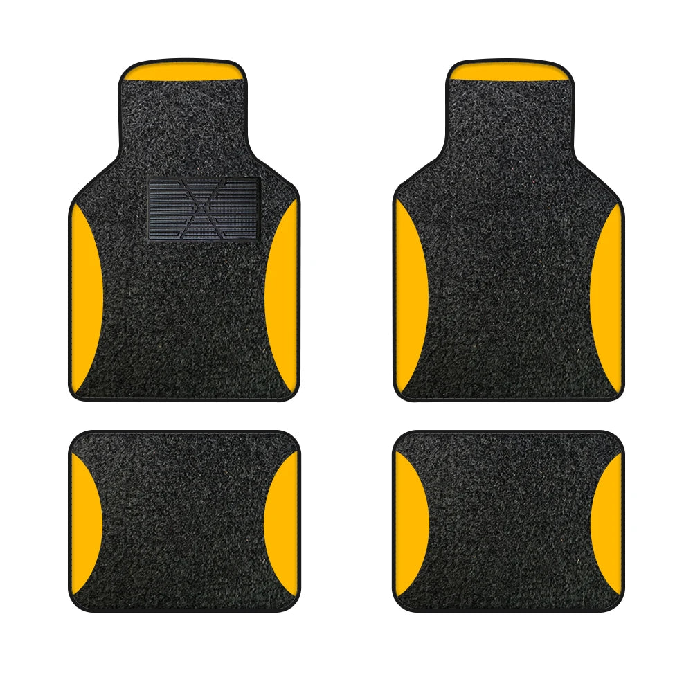 Universelle Autoschalenmatten – 4-teiliges Set aus Polyester-Velours, wasserdicht & rutschfest Kaufschwan® Gelb