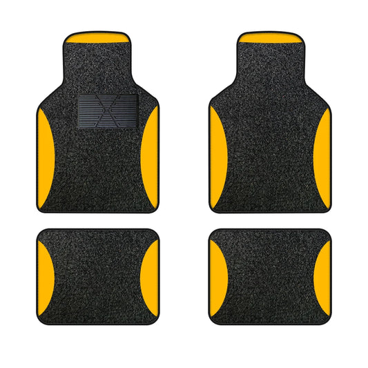 Universelle Autoschalenmatten – 4-teiliges Set aus Polyester-Velours, wasserdicht & rutschfest Kaufschwan® Gelb