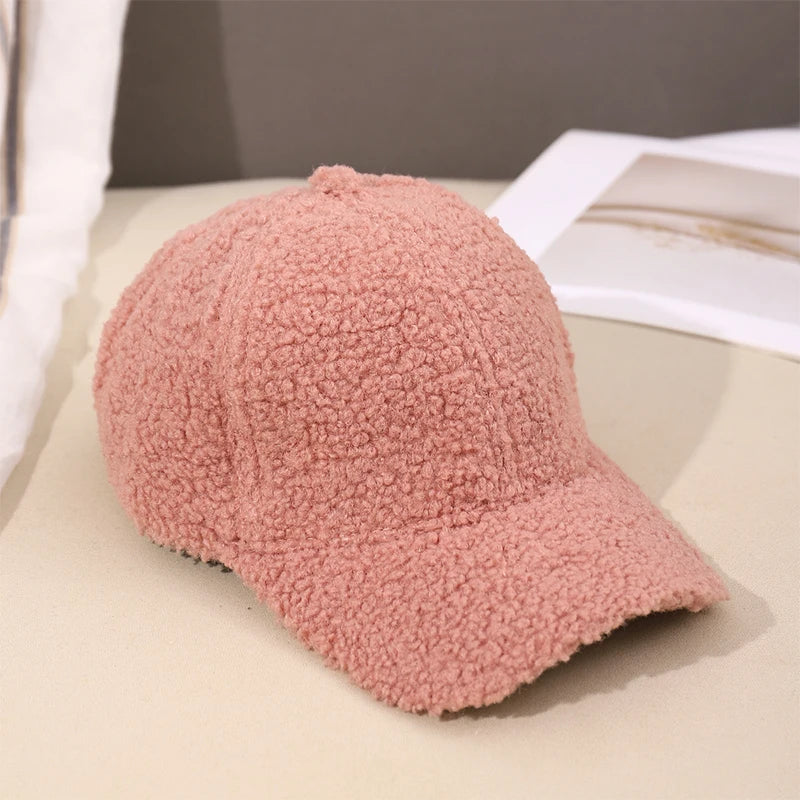 Neue 16 Farben Herbst Winter Baseballkappe | Damen Kappe aus Kunstlammwolle | Warme Plüsch Baseballkappe Kaufschwan®