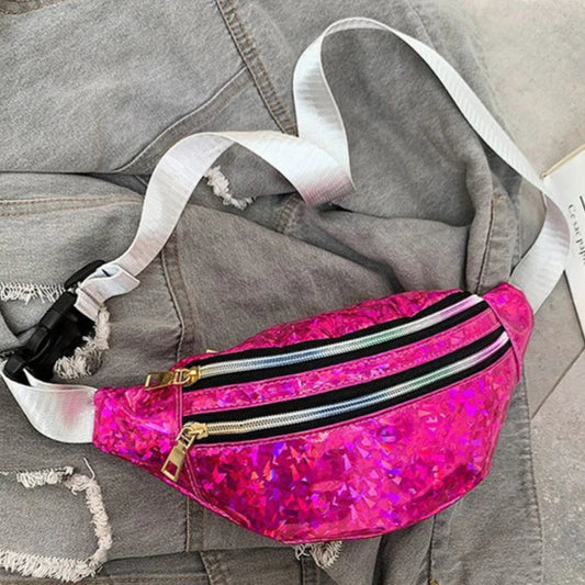 Holografische Gürteltasche – Laser PU Leder Hüfttasche | Reise Bum Bag, Crossbody Schultertasche für Damen & Mädchen Kaufschwan® Pink