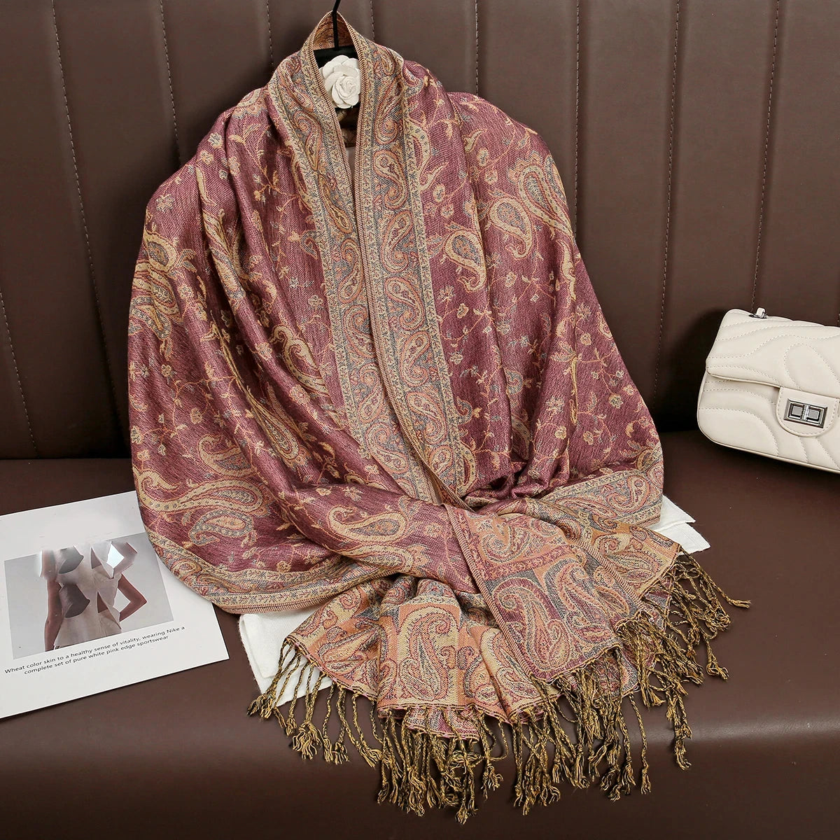 Pashmina Hijab Schal – Damen Langer Kaschmir Schal | Luxus Weicher Foulard, Turban & Muslimisches Kopftuch Kaufschwan® Hellbraun 2