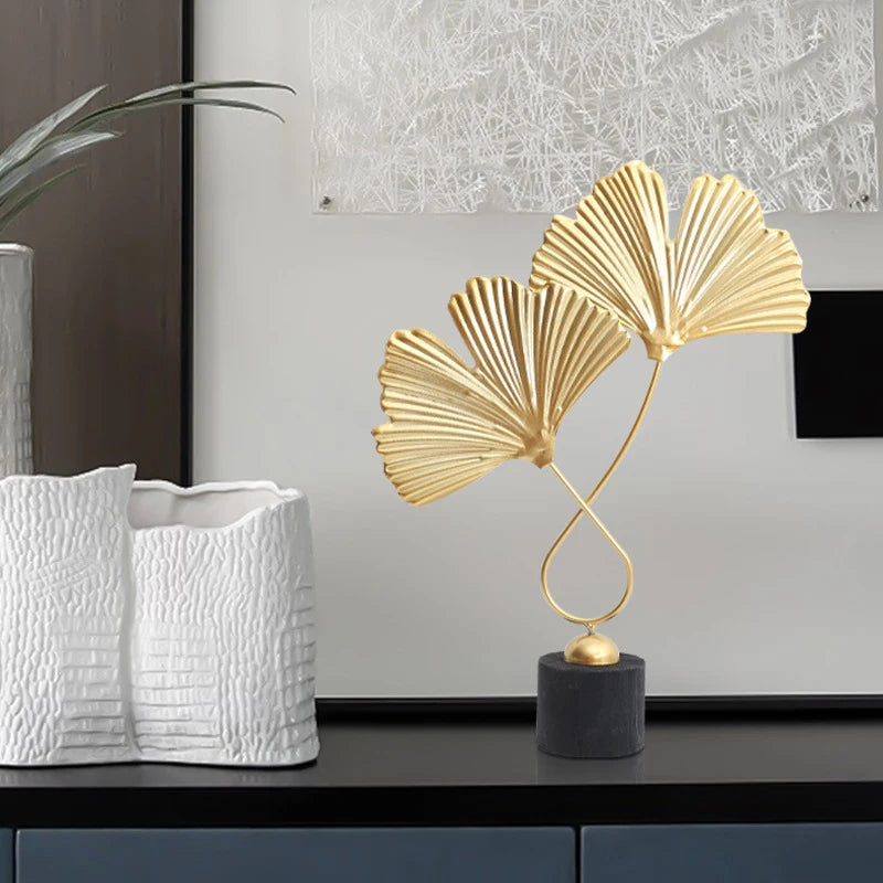 Kreative Ginkgo-Blatt Statue – Schmiedeeiserne Desktop Kunstskulptur als Dekoration und Einzugsgeschenk Kaufschwan®