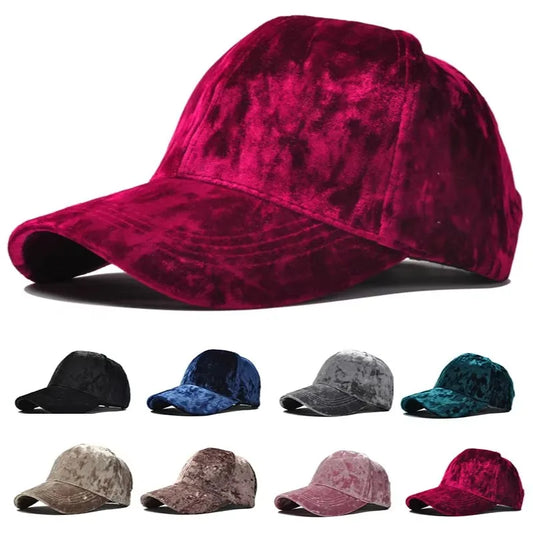 Neue Gold Velvet Baseballkappe | Unisex Herbst & Winter Fashion Hut | Lässiger Gebogener Schirm Hip-Hop Cap Kaufschwan®