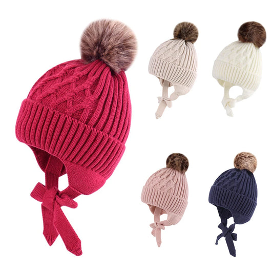 Baby Kleinkind Ohrklappen Beanie – Fleece Gefütterte Strickmütze für Jungen & Mädchen im Winter Kaufschwan®
