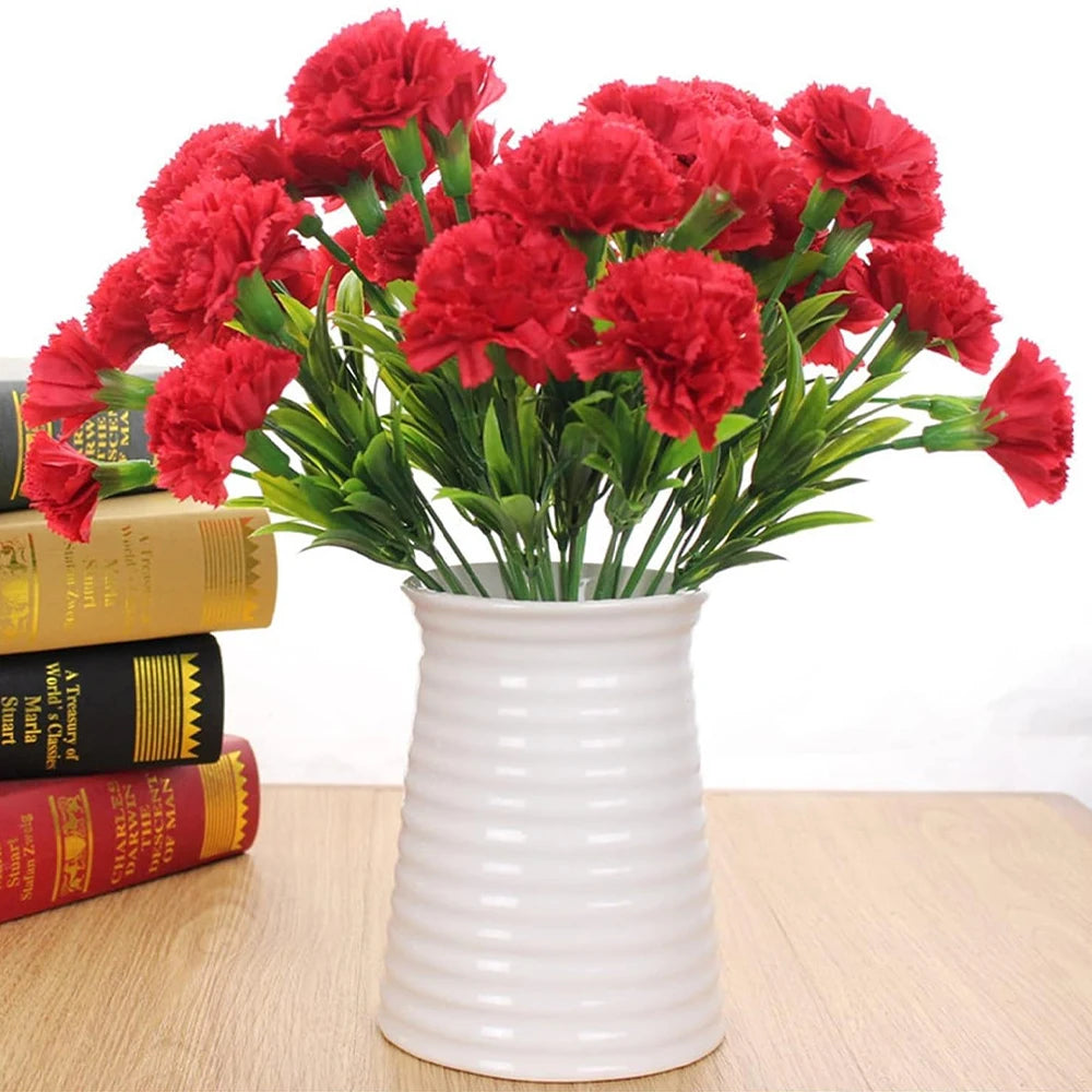 1 Strauß Künstliche Nelken – Realistischer Kunststoff-Blumenstrauß für Zuhause, Terrasse, Garten, Party & Hochzeitsdekoration Kaufschwan®