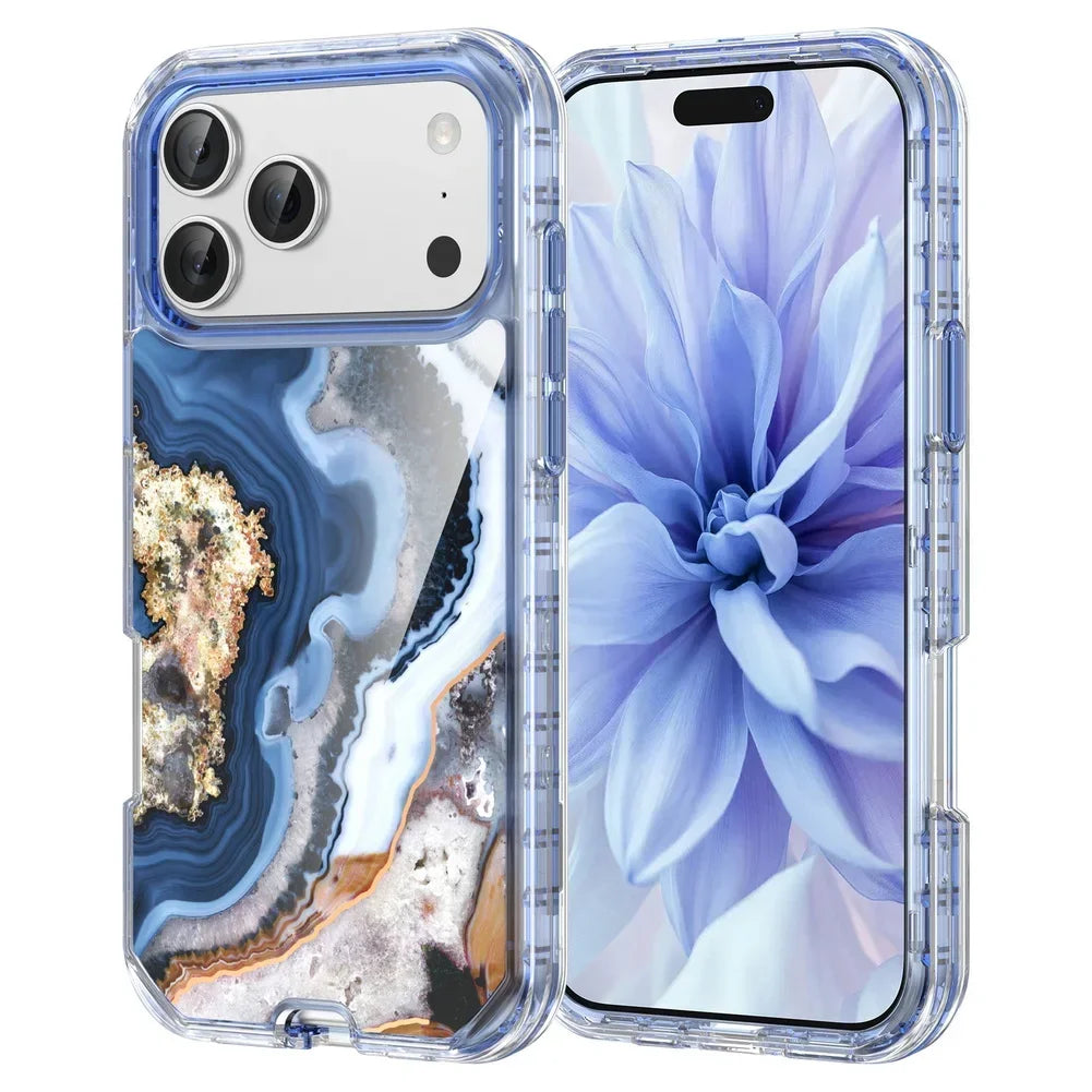 3-in-1 Mehrschichtige Stoßfeste Armor-Schutzhülle für iPhone 18 Pro & iPhone 18 Pro Max – Marmoroptik mit Veredelten Details Kaufschwan®