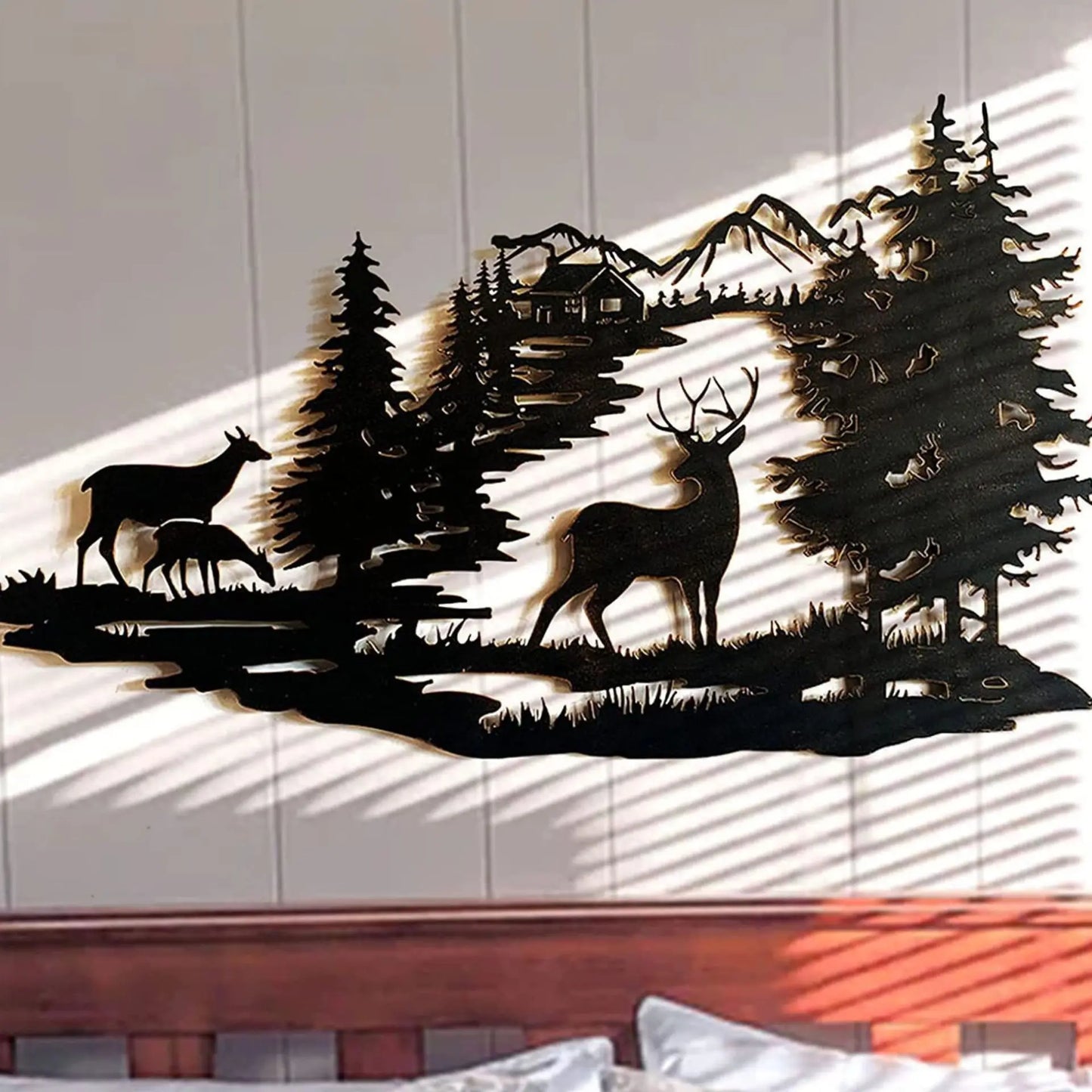 Metall Hirsch Wald Wandbild – Schmiedeeisen Moderne Minimalistische Dekoration