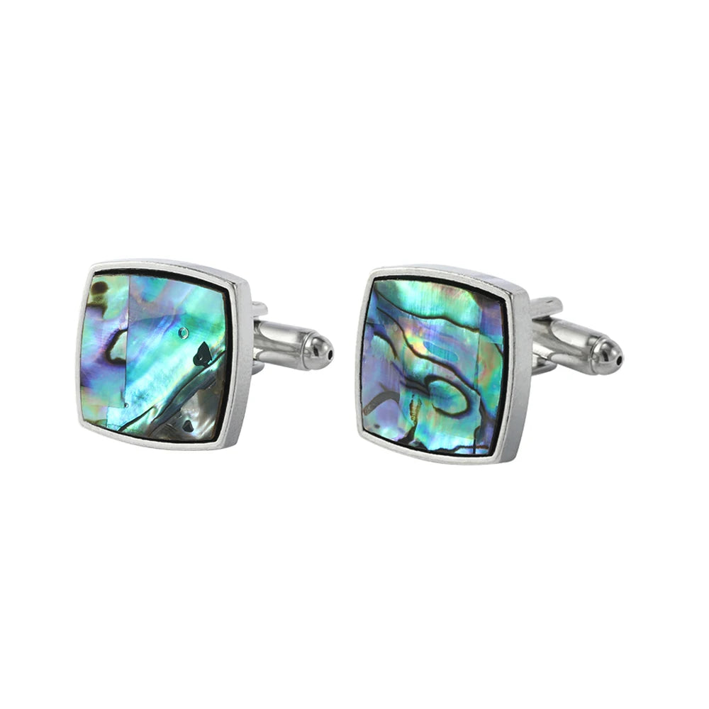 Elegante Abalone Muschel Manschettenknöpfe – Herz, Oval & Quadrat Designs | Hochwertige Herren Ärmelknöpfe für Business & Hochzeit Kaufschwan® Blaugrün