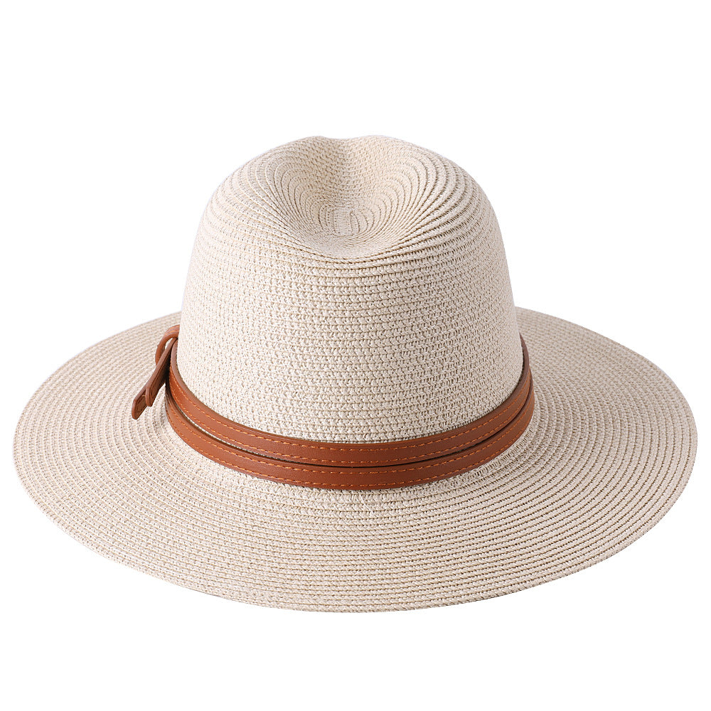 Großer Strohhut für Damen & Herren – Sommer Fedora mit breiter Krempe, Strand Sonnenhut mit UV-Schutz Kaufschwan®