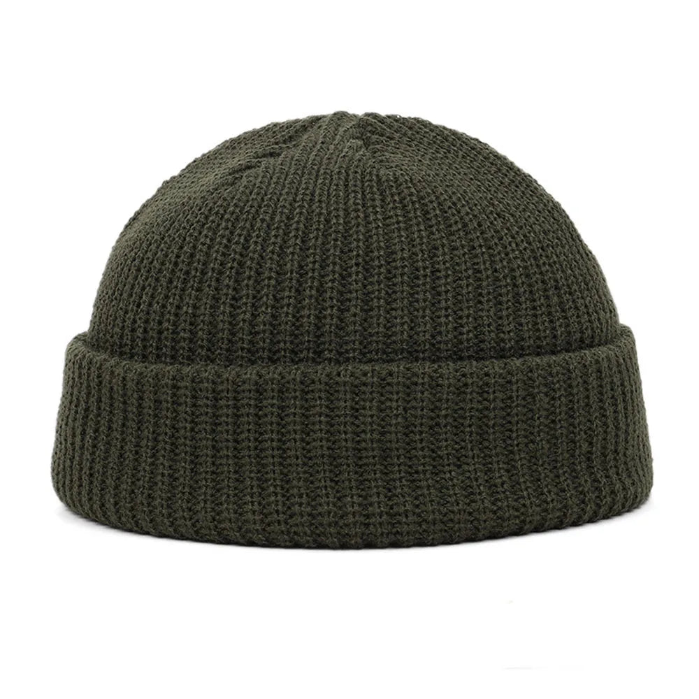 Winter Strickmütze – Kurze Hip Hop Cap | Unisex Elastische Wollmütze für Damen & Herren Kaufschwan® Grün Einheitsgröße