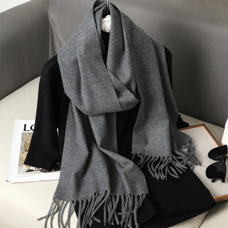 Bunte Winter Schals für Damen | Langer Kaschmir-Optik Wärmeschal | Einfarbig Hijab, Umschlagtuch & Pashmina Kopftuch