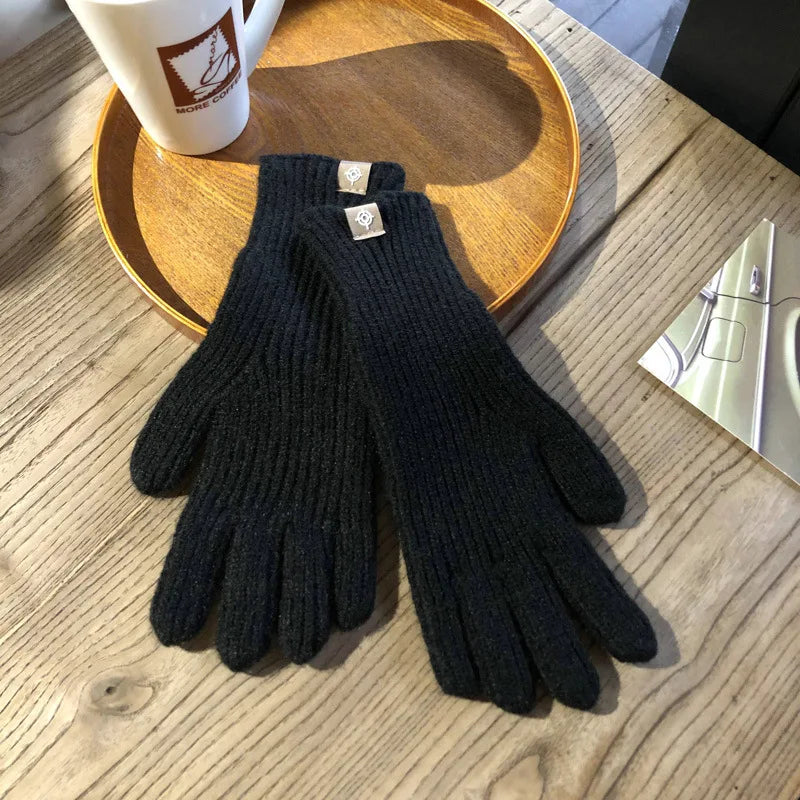 Damen Fashion Touchscreen Strickhandschuhe – Warme Flauschige Winterhandschuhe | Alltag, Arbeit & Outdoor Kaufschwan® Schwarz Einheitsgröße