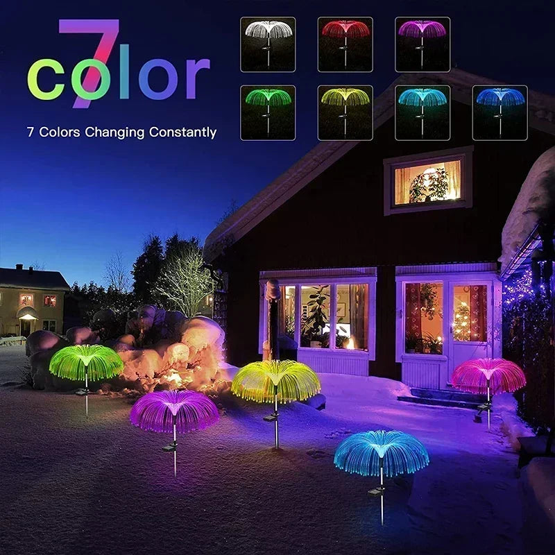 Solar Gartenlichter – Wasserdichte Faseroptik Qualle Rasenlichter für Terrasse, Villa & Hofdekoration Kaufschwan®
