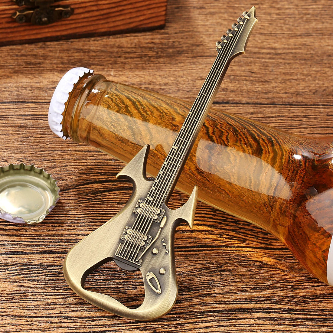 Gitarren Flaschenöffner aus Metall – Bronze/Grau Geschenk für Musikliebhaber Kaufschwan®