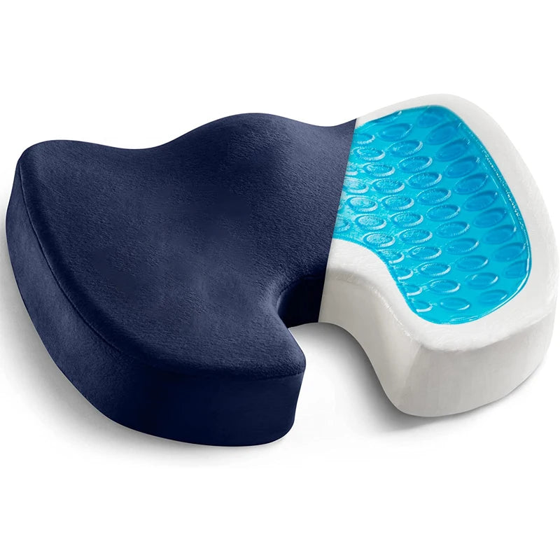 Gel- & Memory Foam Steißbeinkissen | Rutschfeste Sitzauflage für Büro, Auto & Zuhause | Druckentlastung bei langem Sitzen Kaufschwan® Blau 45x35cm