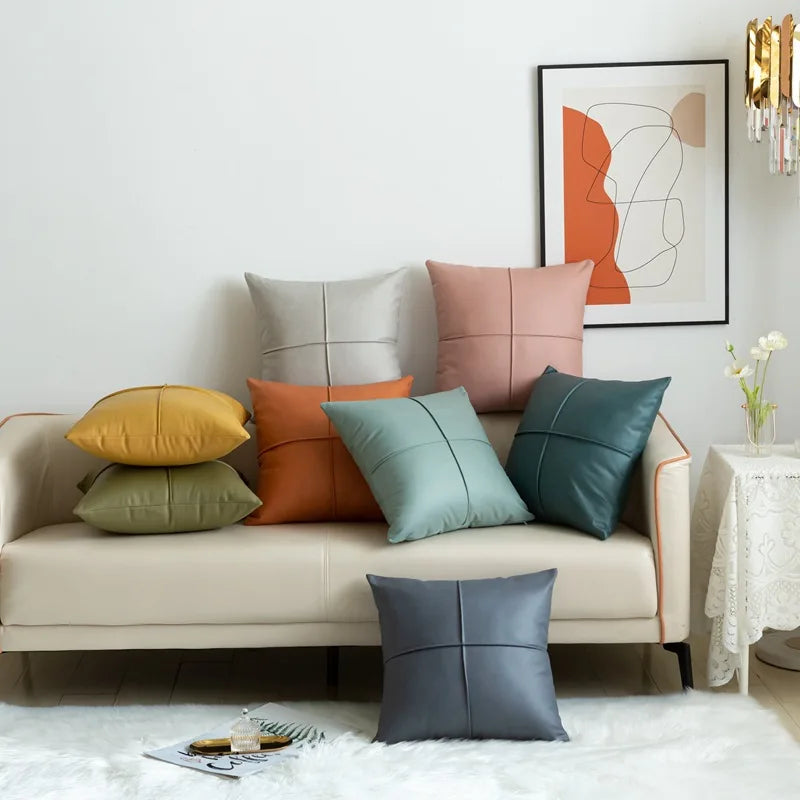 Luxus Kunstleder Dekokissen | Rechteckiges Sofakissen für Wohnzimmer Kaufschwan®