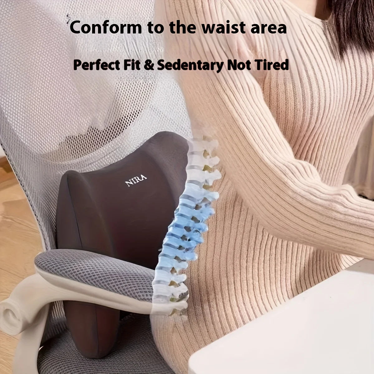 Ergonomisches Memory Foam Lendenkissen | Komfortables Rückenstützkissen | Waschbarer Bezug für Büro & Bett Kaufschwan®