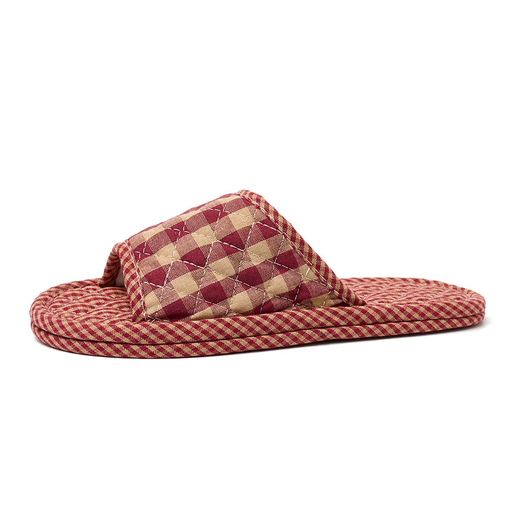 Leichte Damen & Herren Hausschuhe aus Baumwolle | Florale Retro Indoor-Schuhe | Rutschfest & Bequem für Zuhause Kaufschwan® Rot 45