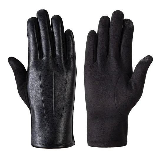 Hochwertige Herren Lederhandschuhe – Winter Business Handschuhe | Winddicht & Warm mit Touchscreen-Funktion – Schwarze Autofahrerhandschuhe Kaufschwan®