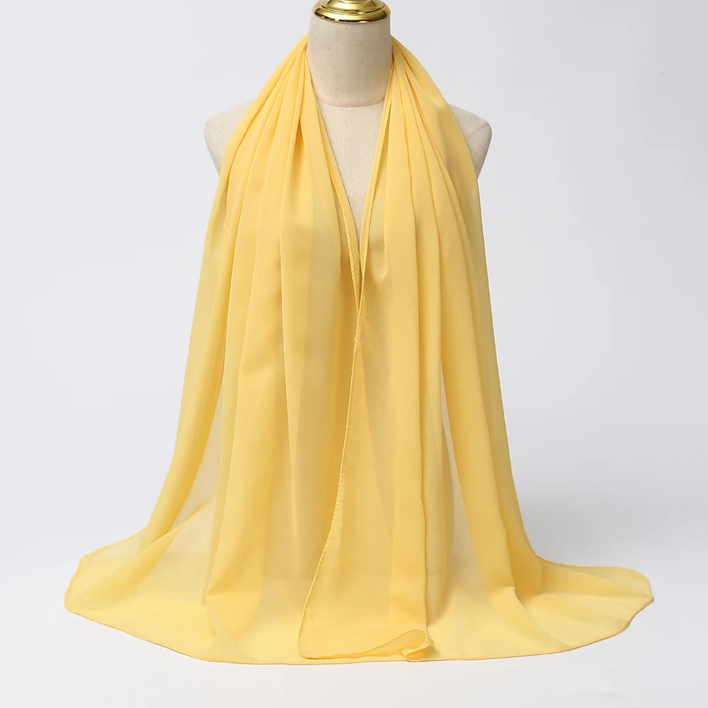 Muslimischer Chiffon Hijab Schal – Damen Langer Einfarbiger Kopf Schal | Eleganter Jersey Schleier & Modisches Umschlagtuch