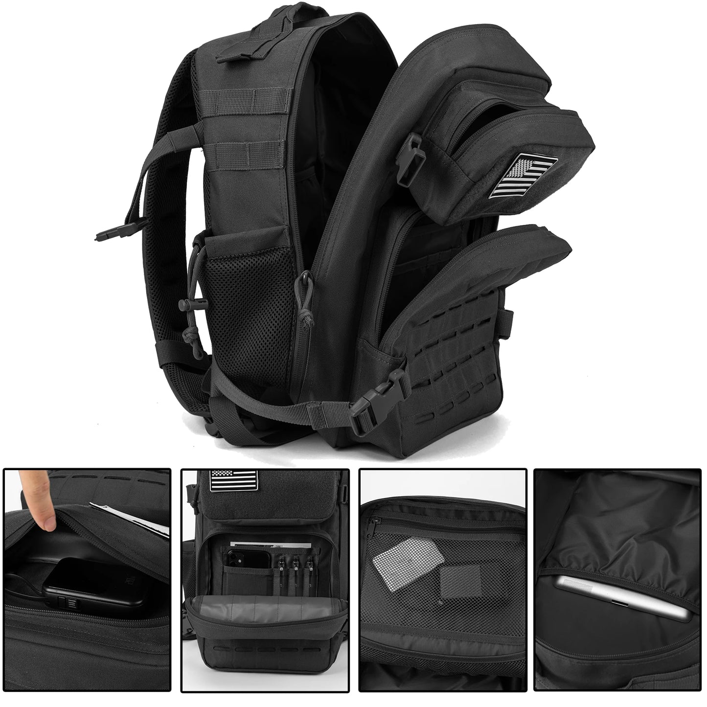 25L Rucksack | Outdoor Survival, Wandern & Fitness | Rucksack für Damen & Herren mit Doppel-Flaschenhalter Kaufschwan®