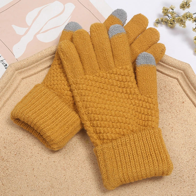 Winter Touchscreen Strickhandschuhe – Warme Unisex Vollfinger Handschuhe | Verdickte Strickhandschuhe aus Kunstwolle für Damen & Herren Kaufschwan®