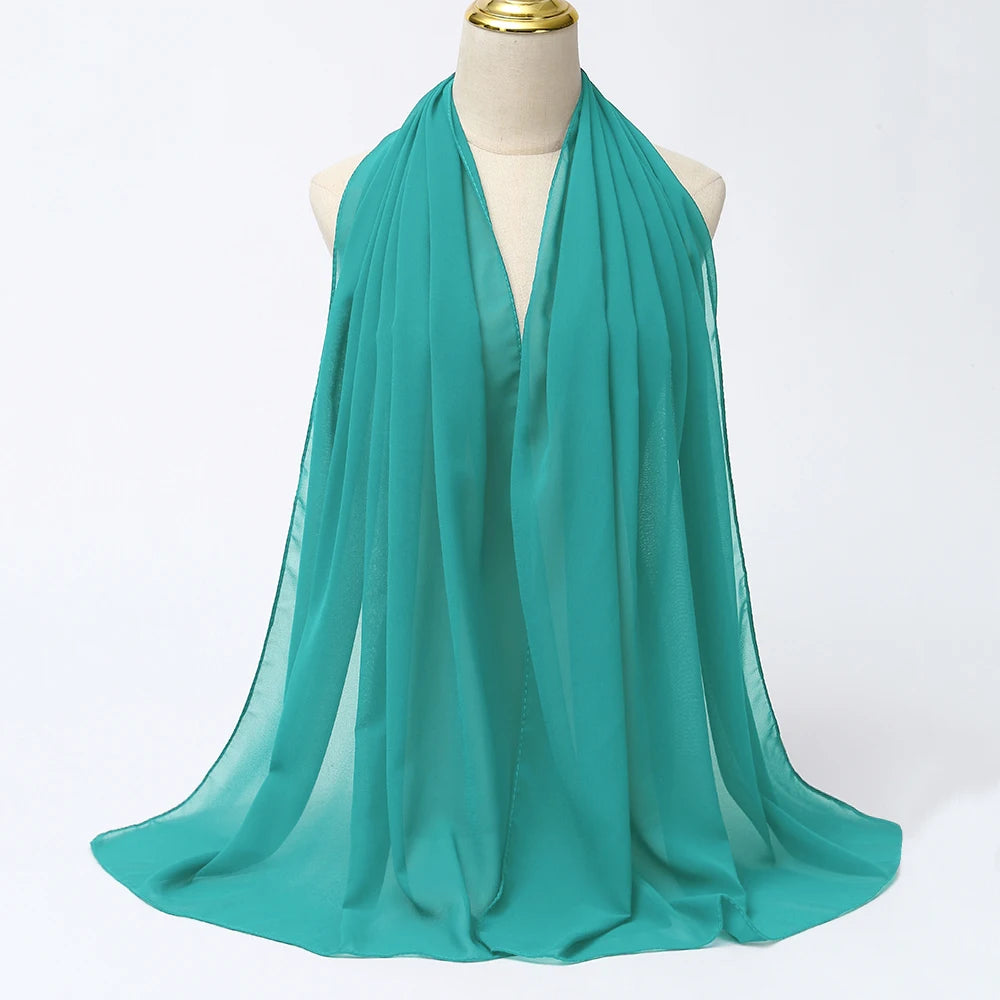 Muslimischer Chiffon Hijab Schal – Damen Langer Einfarbiger Kopf Schal | Eleganter Jersey Schleier & Modisches Umschlagtuch