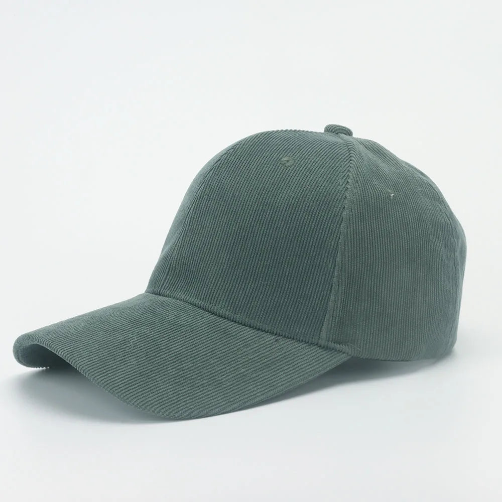 Corduroy Baseballkappe | Damen Retro Einfarbige Dad Hat | Herbst Winter Hüte für Herren & Damen | Unisex Freizeit Gebogener Schirm Kaufschwan® Grün 56-58cm