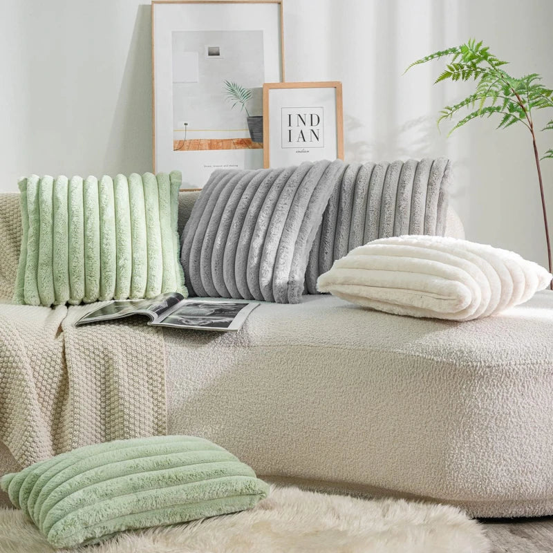 Weiß & Rosa Dekorativer Kissenbezug | Flauschiger Weicher Überwurf für Sofa, Couch & Wohnkultur | 45x45cm Kaufschwan®