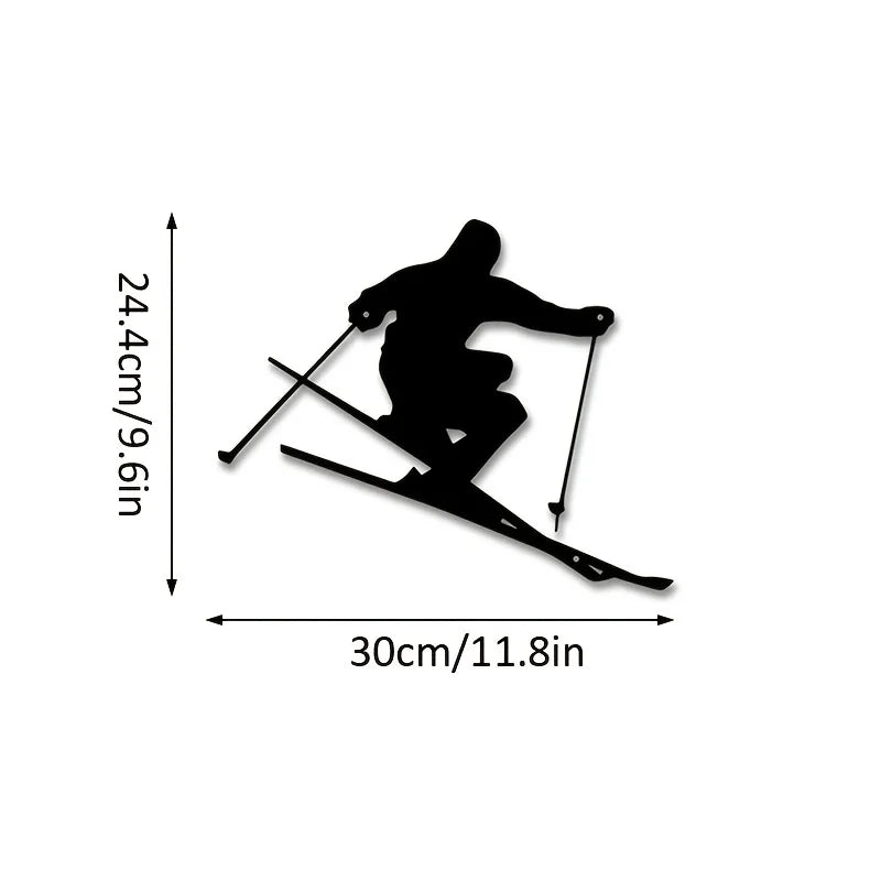 Art Deco Skifahrer Metall Wandbild – Dynamische Ski Silhouette Dekoration Kaufschwan®