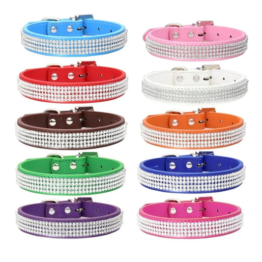 Wildleder Kristall Strass Hundehalsband Verstellbar Glitzer Halsband mit Zinklegierung Schnalle für Kleine Hunde Katzen Kaufschwan®