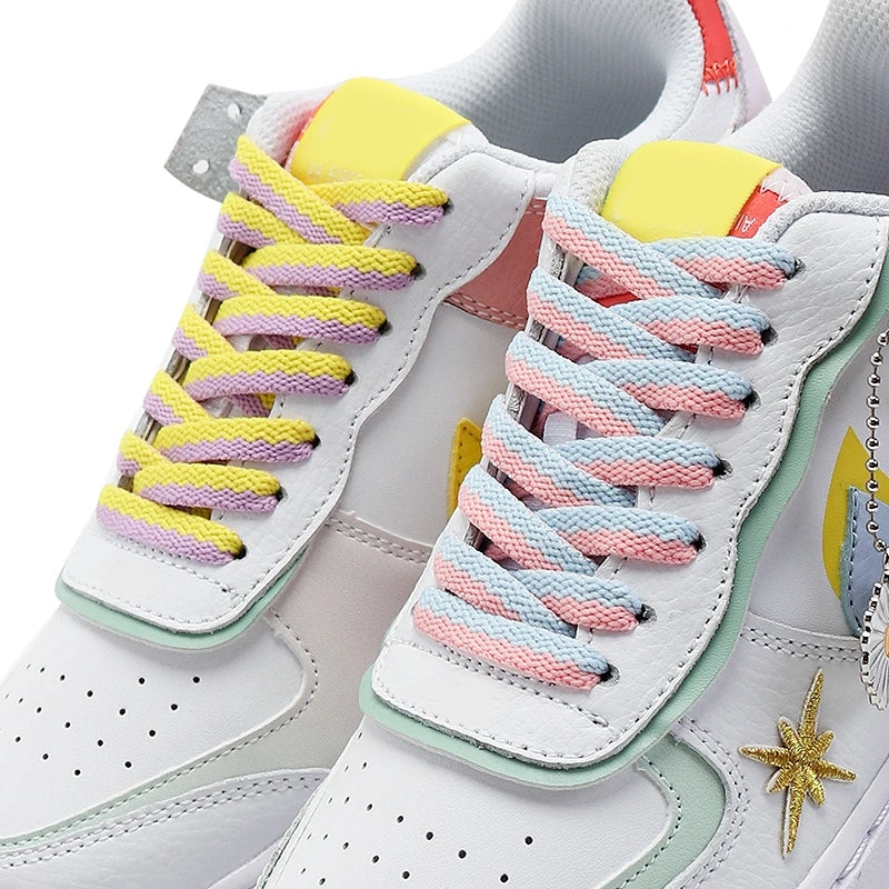 Zweifarbige Flache Schnürsenkel – Präzise Gewebte Modische Laces für Sneaker & Freizeitschuhe | Stilvolle Ersatzschnürsenkel für AF1 & Streetwear Kaufschwan®