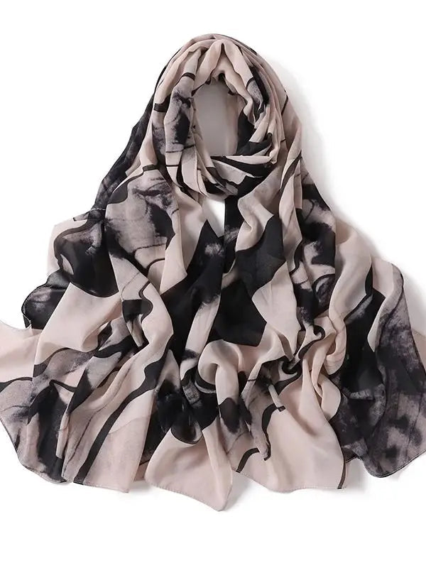 Sommer Boho Chiffon Hijab – Leopard & Aquarell Muster | Ultraleichter Atmungsaktiver Muslimischer Schal für Strand & Reisen Kaufschwan® Rosa