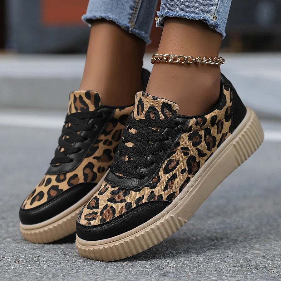 Frühling Damen Sneaker mit Leopardenmuster – Retro Chunky Casual Schuhe | Bequemes Flach-Design & Vielseitige Mode Kaufschwan®