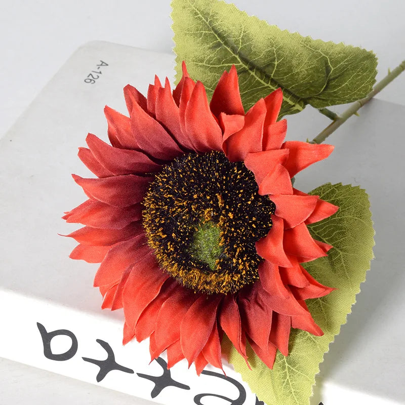 6 Stück Sonnenblumen Künstliche Blumenstrauß – Realistische Herbstdekoration für Garten & Zuhause | Florale Arrangements & Hochzeitsdeko Kaufschwan® 6 Stück Rot