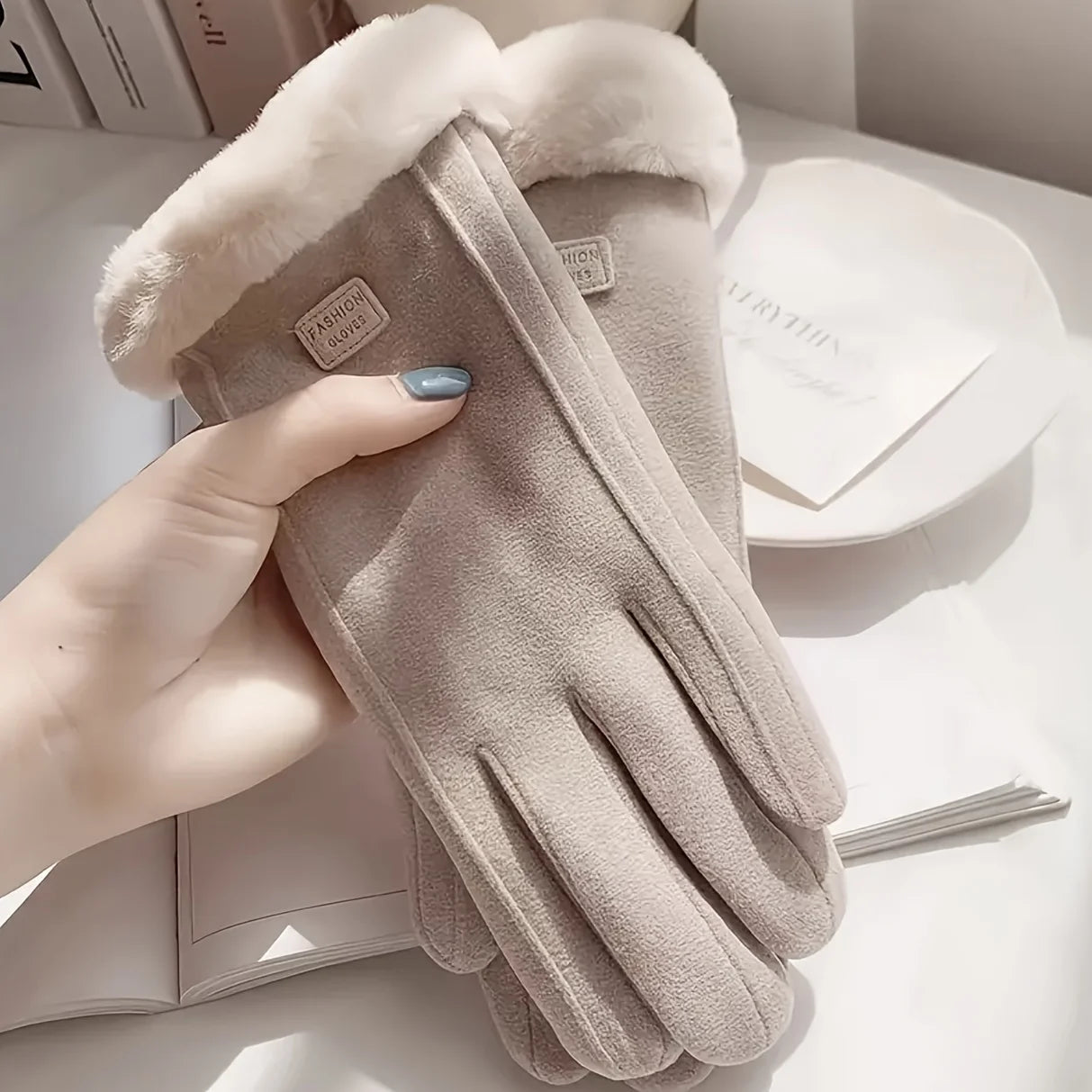 Bequeme Beige Touchscreen Handschuhe – Gefüttert mit Plüsch | Warme Winterhandschuhe für Outdoor & Freizeit Kaufschwan®