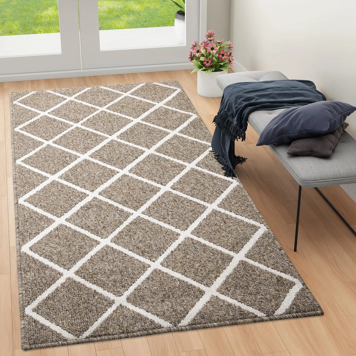 Karierte Eingangsmatte – Rutschfeste, Schmutzabweisende Fußmatte für Innenbereiche, Küche, Schlafzimmer & Flur Kaufschwan®