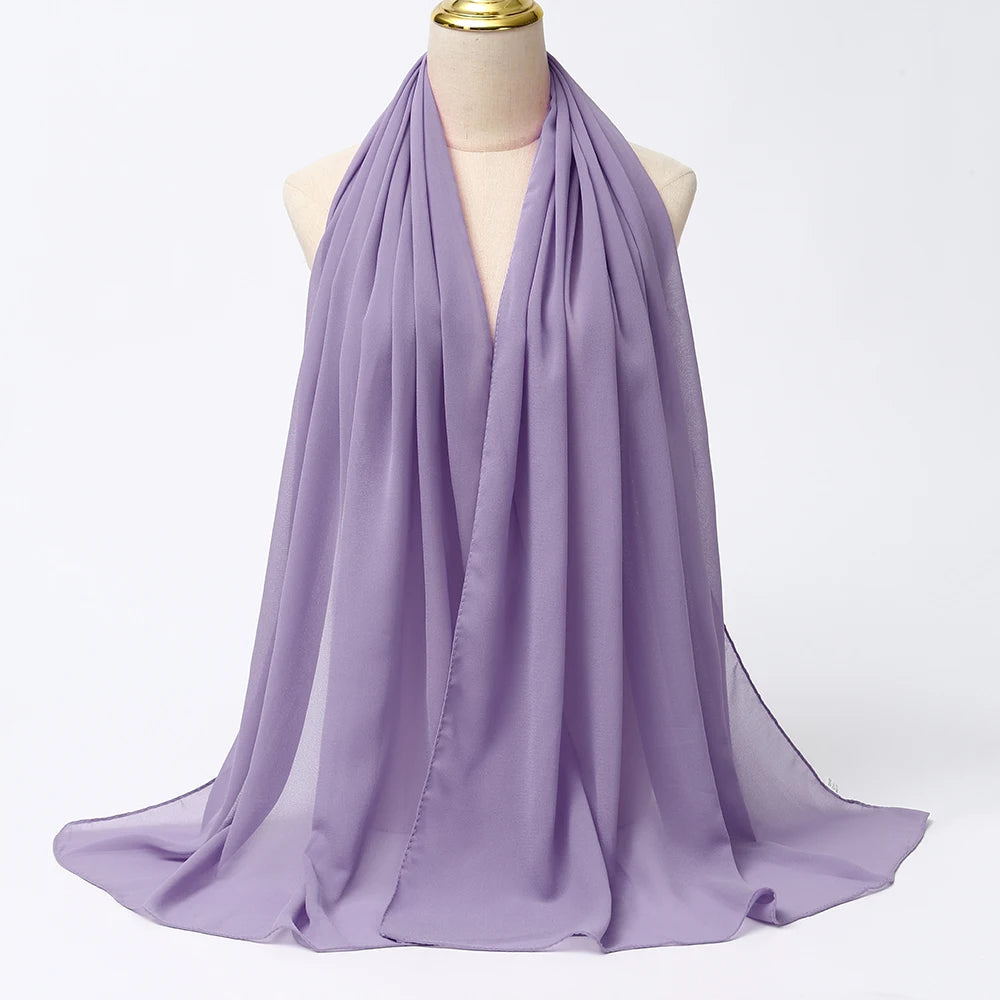 Muslimischer Chiffon Hijab Schal – Damen Langer Einfarbiger Kopf Schal | Eleganter Jersey Schleier & Modisches Umschlagtuch Kaufschwan®