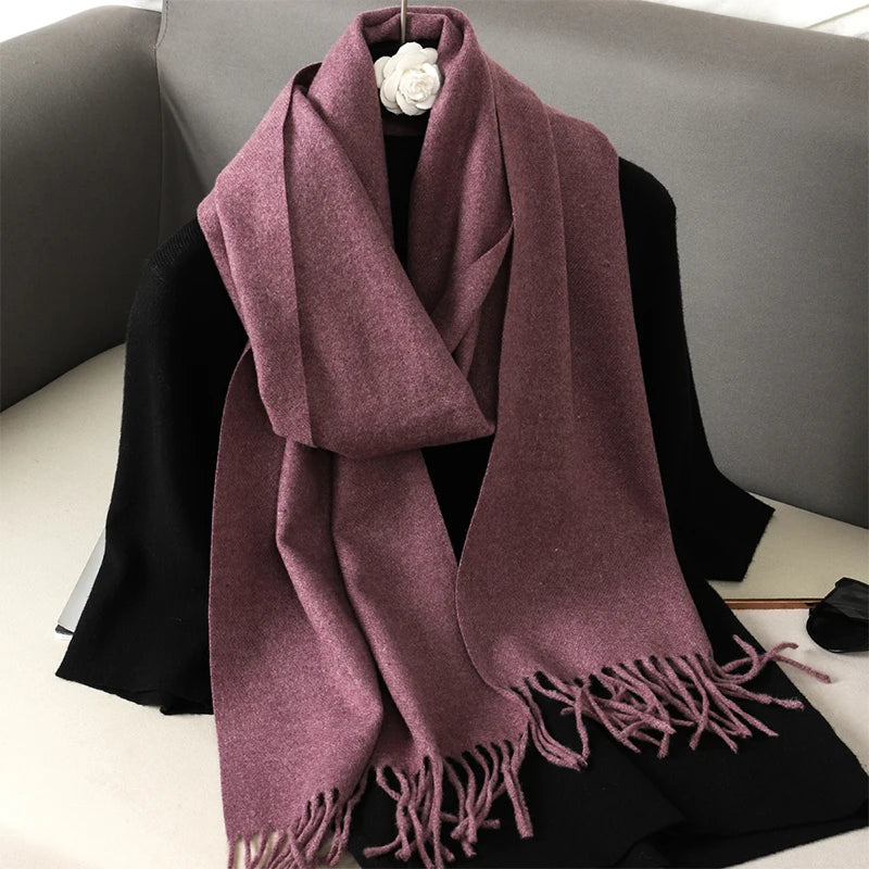 Bunte Winter Schals für Damen | Langer Kaschmir-Optik Wärmeschal | Einfarbig Hijab, Umschlagtuch & Pashmina Kopftuch