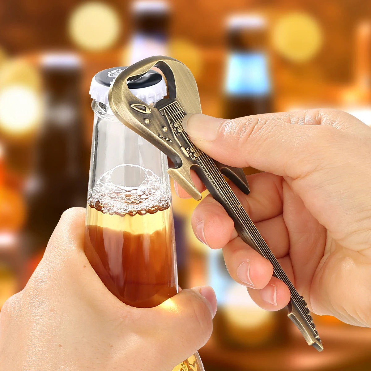 Gitarren Flaschenöffner aus Metall – Bronze/Grau Geschenk für Musikliebhaber Kaufschwan®