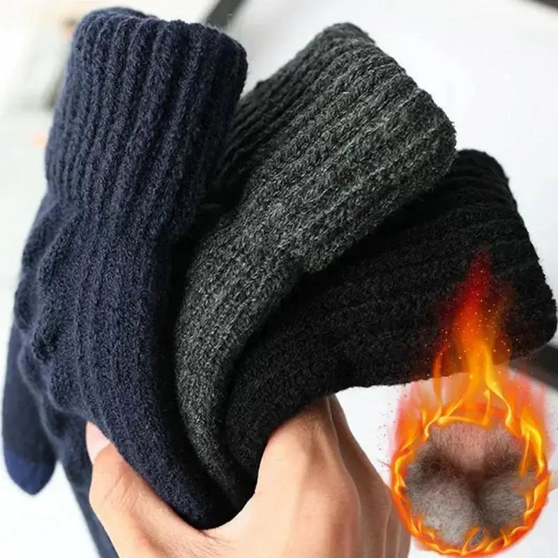 Unisex Winterhandschuhe – Warme Strickhandschuhe mit Fleece-Futter | Touchscreen Vollfinger Handschuhe für Damen & Herren, Fahrrad & Autofahren Kaufschwan®