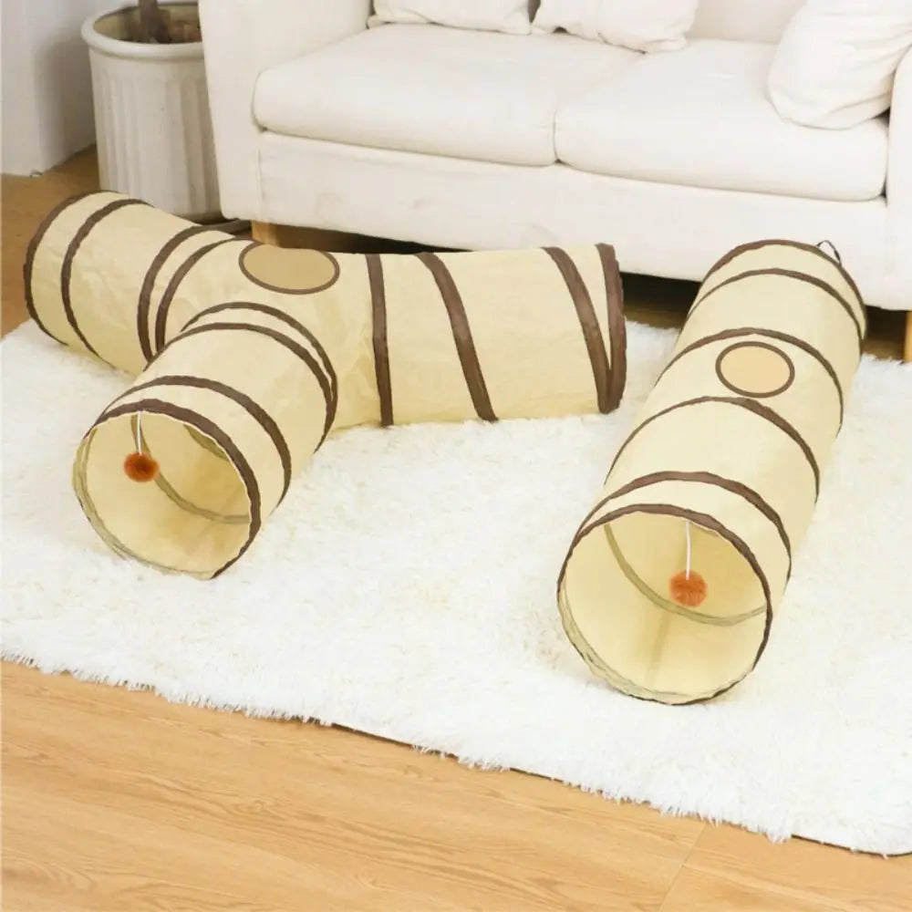 Faltbarer Katzentunnel für Katze – Atmungsaktive Spielröhre aus Polyester mit Stahldraht & Kuschelnest Kaufschwan®