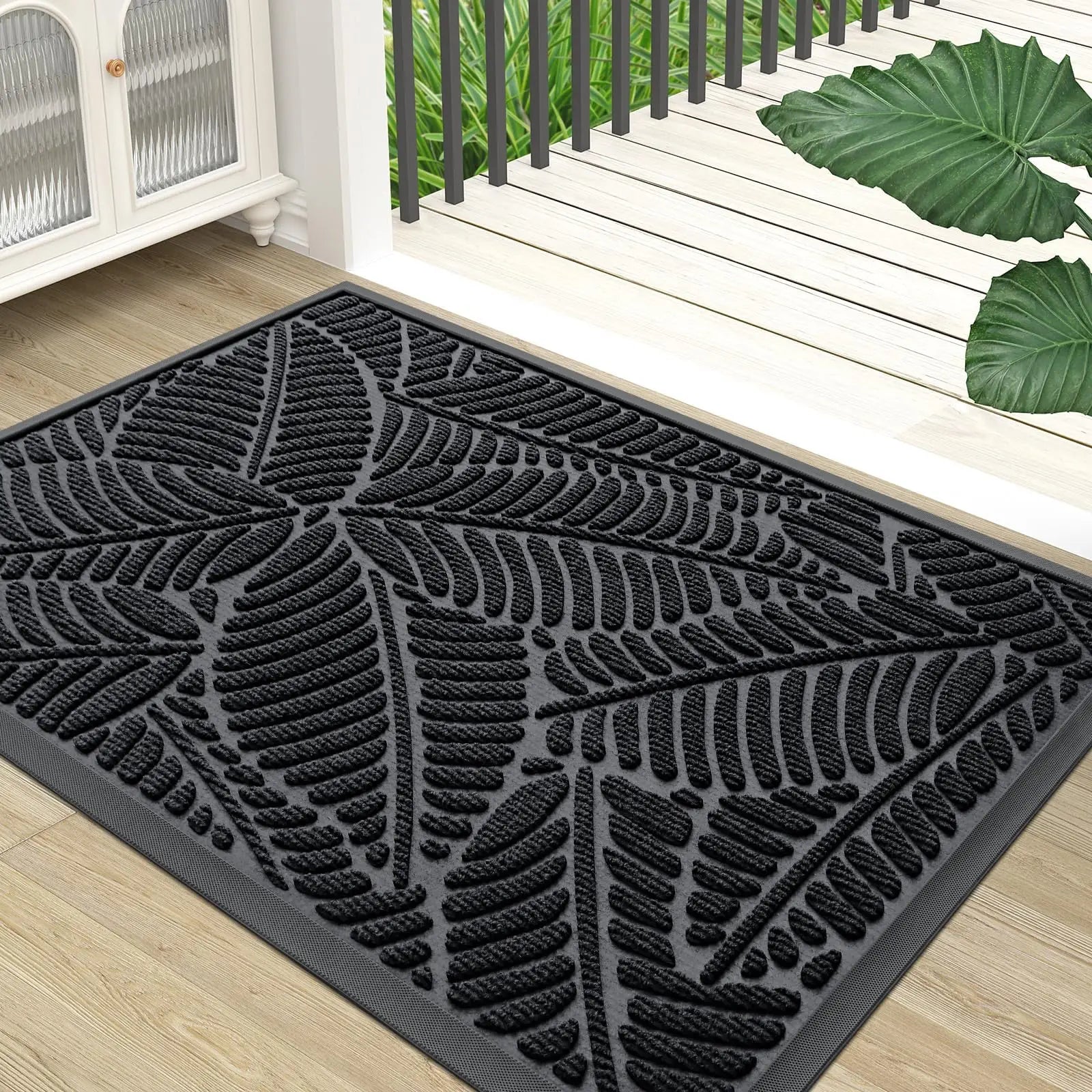 Strapazierfähige Gummi-Eingangsmatte – Schmutzfangend, Rutschfest, Wasserdicht & Pflegeleicht für Garten und Zuhause Kaufschwan® Schwarz 43.3x75cm