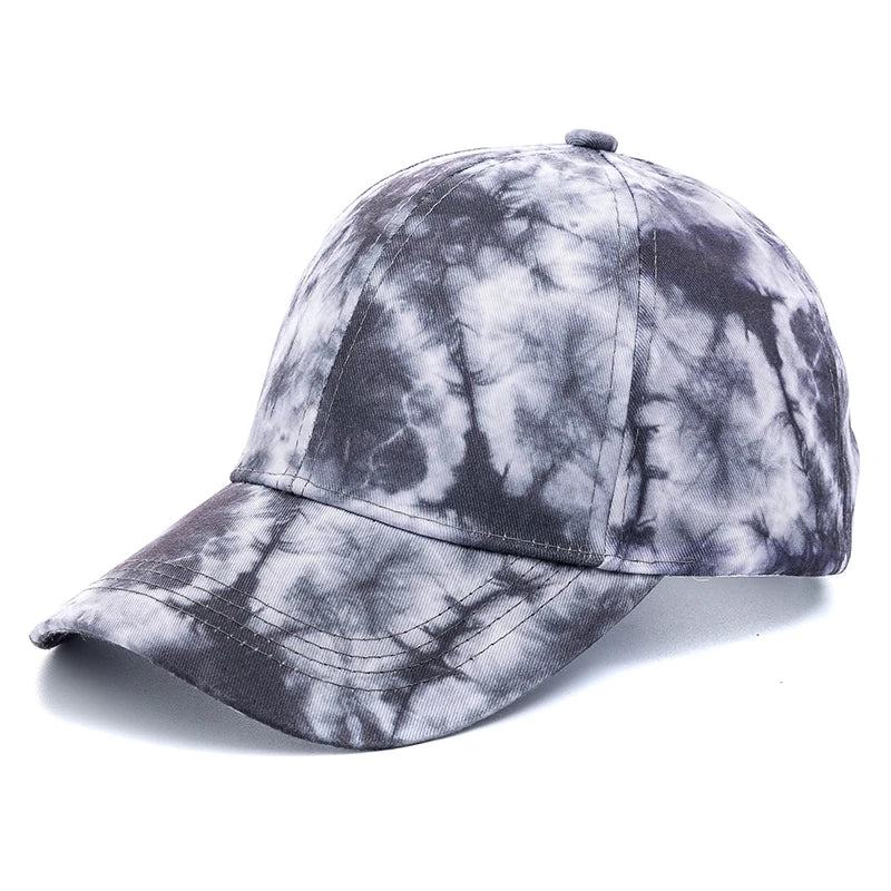 Neue Outdoor Freizeit Tie-Dye Kappe | Damen Regenbogen Bunte Baseballkappe | Streetwear Sommerhut Kaufschwan® Schwarz 56cm-60cm